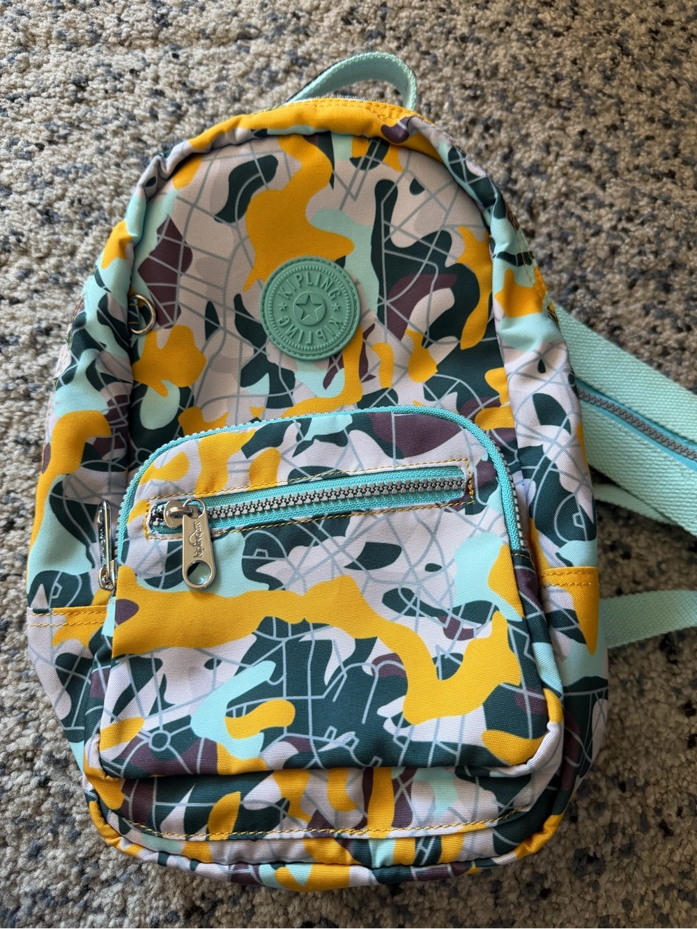 Kipling  Backpack in Teal, Yellow & White Camo